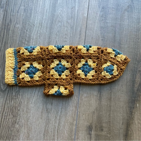 Dog Sweater Extra Small Long Body Gold Blue Crochet Handmade Knit Chihuahua - Picture 3 of 11